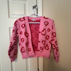 Pink Heart Patterned Cardigan
